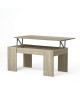 SWING Table basse relevable style contemporain décor chene clair  L 100 x l 50 cm