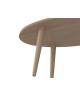 NARVIK Table basse ovale style scandinave blanc brillant avec pieds en bois  L 110 x l 55 cm