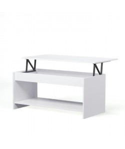 HAPPY Table basse relevable style contemporain blanc mat  L 100 x l 50 cm