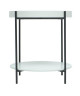 TADA Bout de canapé/Table d\'appoint ronde style contemporain en acier époxy gris plateaux en MDF laqué blanc  L 48 x l 48 cm