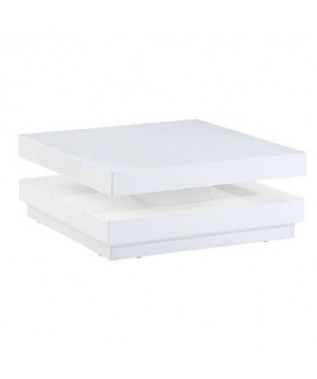 VEGAS Table basse transformable  Contemporain  Blanc  75x75cm laqué blanc brillant