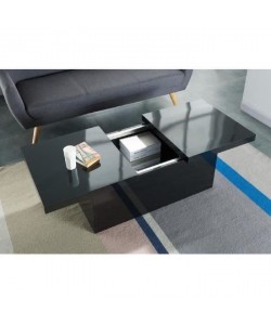 WONDERLAND Table basse extensible style contemporain noir brillant  L 110142 x l 60 cm
