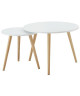 LOLA Lot de 2 tables d\'appoint scandinave laqué blanc mat  L 60 x l 60 cm et L 40 x l 40 cm
