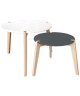 GALET 2 tables gigognes style scandinave blanc et noir laqués mat  L 60 x l 60 cm et L 45 x l 45 cm