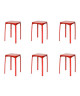 POKI Lot de 6 Tabourets  Rouge  Contemporain  L 32 x P 32 cm