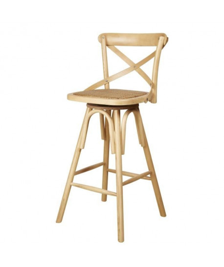 ST GERMAIN Tabouret de bar  Bois d\'orme coloris naturel  Style classique  L 45 x P 40 x H 73cm