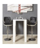 MAYA Lot de 2 tabourets de bar télescopique en pin massif  pieds métal  Simili noir et blanc  Contemporain  L 48 x P 50 cm