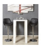 TRIANON Lot de 2 tabourets de bar télescopique en bois pin massif  pieds métal chromé  Simili noir  Contemporain  L 35 x P 37