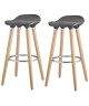 OSLO Lot de 2 tabourets de bar gris  pieds hetre massif  Scandinave  L 39 x P 40 cm