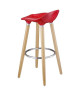 OSLO Lot de 2 tabourets de bar rouge  pieds hetre massif  Contemporain  L 39 x P 40 cm