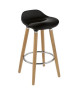 OSLO Tabouret de bar noir  Pieds bois massif  Scandinave  L 51 x P 51 cm