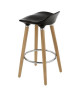 OSLO Tabouret de bar noir  Pieds bois massif  Scandinave  L 51 x P 51 cm