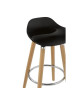 OSLO Tabouret de bar noir  Pieds bois massif  Scandinave  L 51 x P 51 cm