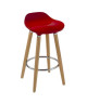 OSLO Tabouret de bar rouge  Pieds bois massif  Scandinave  L 51 x P 51 cm