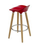 OSLO Tabouret de bar rouge  Pieds bois massif  Scandinave  L 51 x P 51 cm