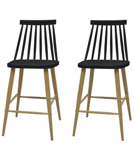 FINLANDEK Lot de 2 tabourets de bar KATTY  Noir  Scandinave  H 106 cm