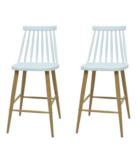 FINLANDEK Lot de 2 tabourets de bar KATTY  Blanc  Style scandinave  H 96 cm