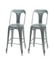 KRAFT Claire Lot de 2 chaises de bar en métal aluminium satiné  Industriel  L 47 x P 55 cm  Assise H 75.5cm