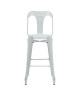 KRAFT Claire Lot de 2 chaises de bar en métal blanc satiné  Industriel  L 47 x P 55 cm  Assise H 75.5cm