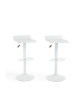 MATEO Lot de 2 tabourets de bar en métal  Revetement simili blanc  Contemporain  L38,5x P39 cm