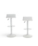 MATEO Lot de 2 tabourets de bar en métal  Revetement simili blanc  Contemporain  L38,5x P39 cm