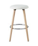 Noe Lot de 2 tabourets de bar en bois hetre massif  Revetement tissu blanc  Scandinave   L 35 x P 35 cm