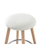 Noe Lot de 2 tabourets de bar en bois hetre massif  Revetement tissu blanc  Scandinave   L 35 x P 35 cm