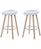 SANNA Lot de 2 tabourets de bar en boisblanc  Pieds en bois de hetre  Blanc  Scandinave  L 39 x P 42