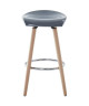 SANNA Lot de 2 tabourets de bar en boisblanc  Pieds en bois de hetre  Gris  Scandinave  L 39 x P 42 cm