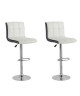 JOKER Lot de 2 tabourets de bar  Simili blanc et noir  Style contemporain  L  45 x P 49,5 cm