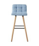 STINA Lot de bar 2 tabourets de bar en bois hetre massif  Revetement tissu bleu clair  Scandinave  L 42 x P 49 cm