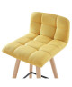 STINA Lot de bar 2 tabourets de bar en bois hetre massif  Revetement tissu jaune  Scandinave  L 42 x P 49 cm