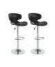 YORK Lot de 2 tabourets de bar réglables  Simili noir  Contemporain  L 51 x P 50 cm