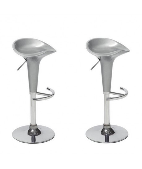 POP Lot de 2 tabourets de bar gris  Contemporain  L 44 x P 47 cm