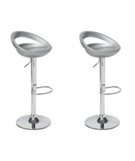 MOON Lot de 2 tabourets de bar  Gris  Style contemporain  L 41,2 x P 46 cm