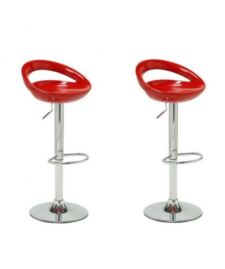 MOON Lot de 2 tabourets de bar  Rouge  Style contemporain  L 41,2 x P 46 cm