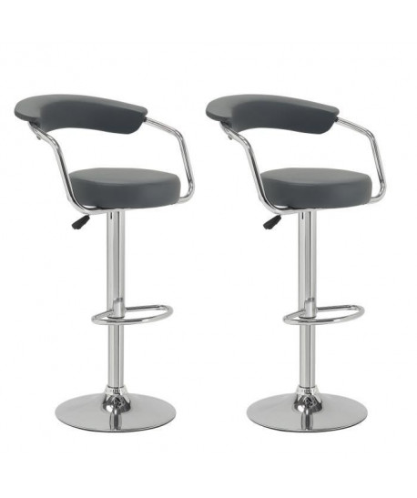 CHARLY Lot de 2 tabourets de bar  Simili gris  Contemporain  H 64  83 cm