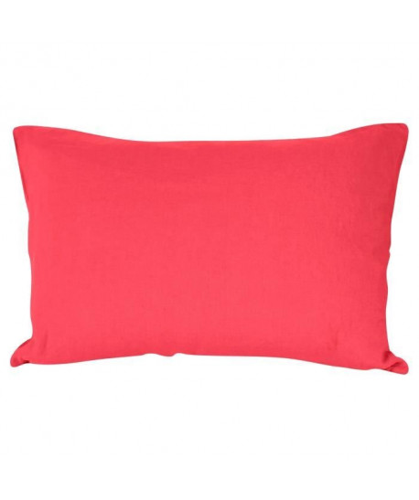 VENT DU SUD Taie d\'oreiller SONATE en lin lavé  50x70 cm  Rouge cranberry