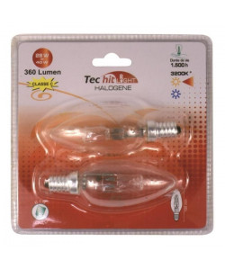 TEC HIT LIGHT Lot de 2 ampoules halogenes E14 28 W équivalent a 40 W blanc neutre