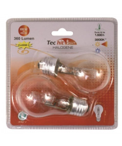 TEC HIT LIGHT Lot de 2 ampoules halogenes E27 28 W équivalent a 40 W blanc neutre