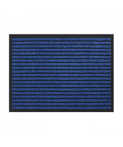 Tapis d?entrée TIMELESS  Bleu rayé noir  60x80 cm  Support vinyl antidérapant