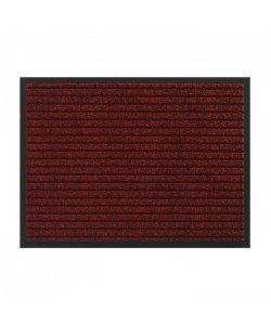 Tapis d?entrée TIMELESS  Rouge rayé noir  60x80 cm  Support vinyl antidérapant