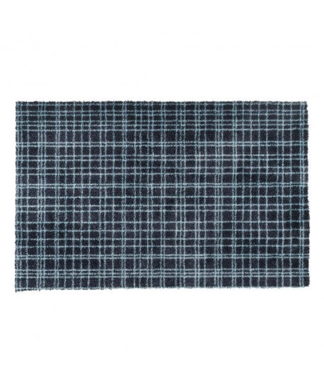 Tapis d?entrée FUSION DRY  Noir rayé bleu  40x60 cm  Support vinyl antidérapant