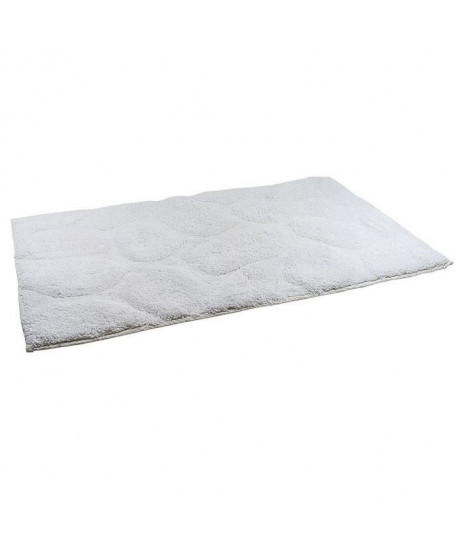 FRANDIS Tapis de bain  100% coton  50 x 80 cm  Galets blanc