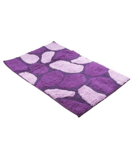 FRANDIS Tapis de bain  100% coton  50 x 80 cm  Galets parme