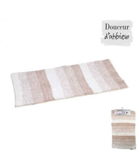 Tapis de bain 100% coton 87x51 cm Taupe rayures