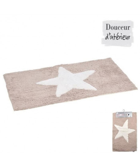 Tapis de bain 100% coton 87x51 cm Taupe étoile