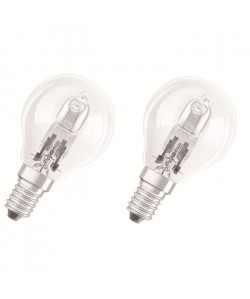 OSRAM Lot de 2 ampoules EcoHalogenes E14 20 W équivalent a 25 W forme sphérique