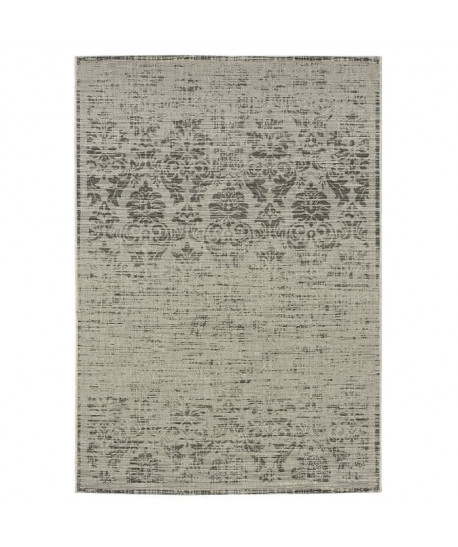 FLOORLUXE Tapis de salon tissé plat Silver Black 160x230