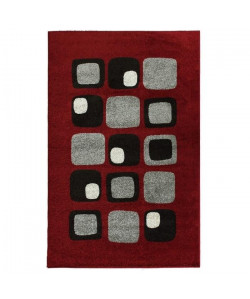 COSI Tapis de salon 80x150 cm rouge noir et gris